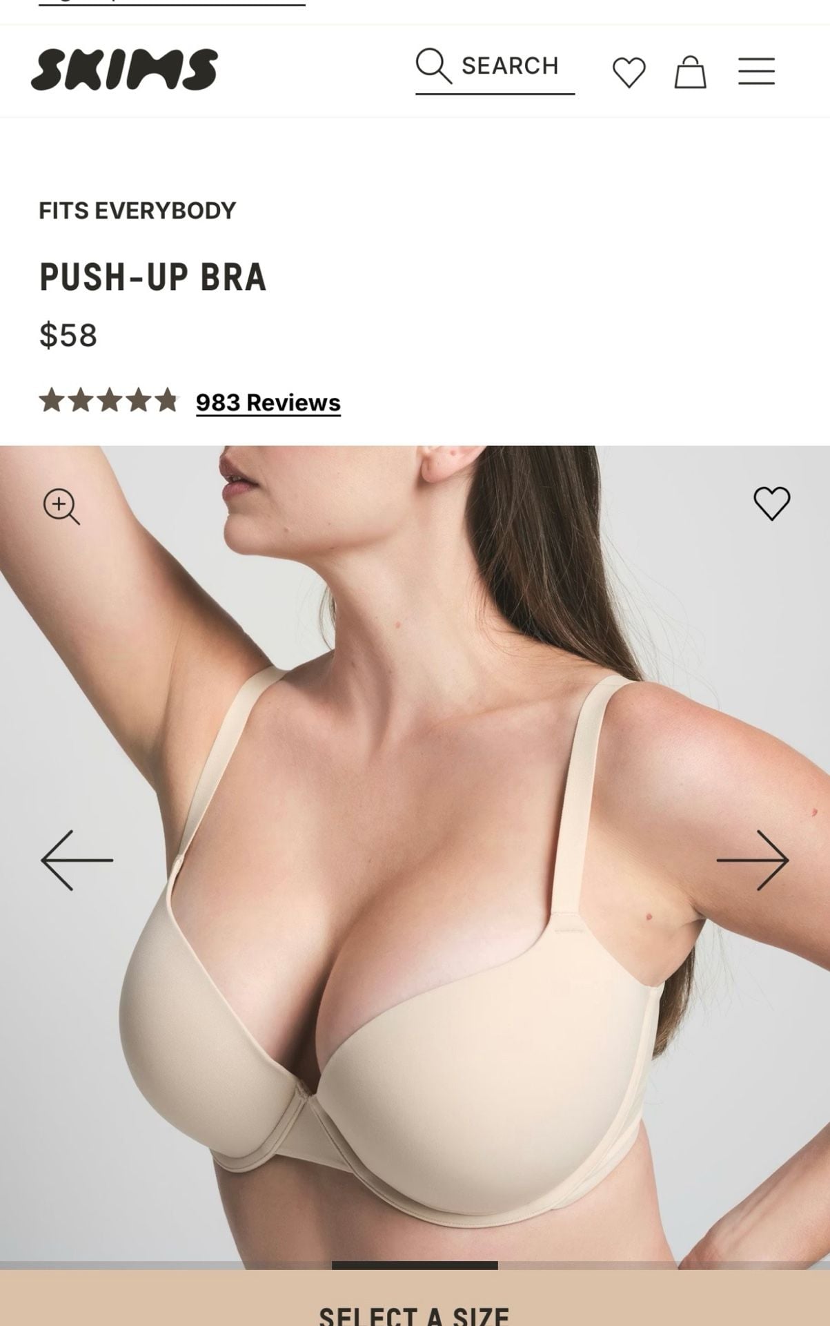 SKIMS Fits Everybody T-Shirt Bra in Nude 36C 1