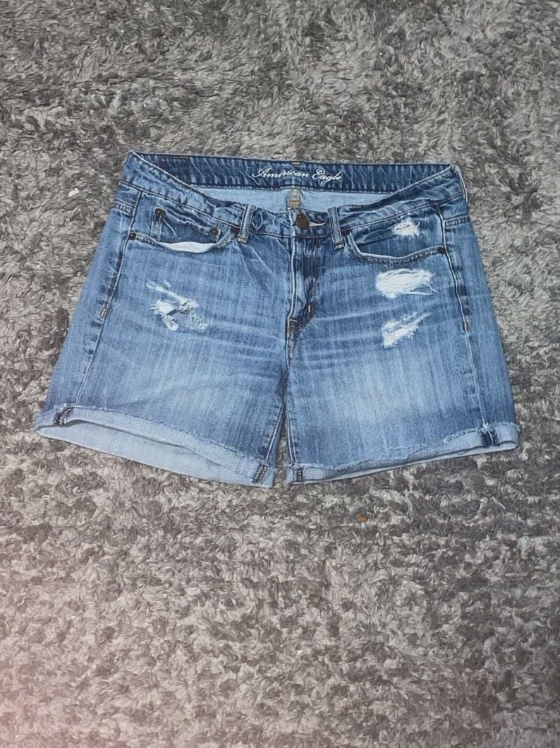 American Eagle Distressed Midi Denim Shorts 2