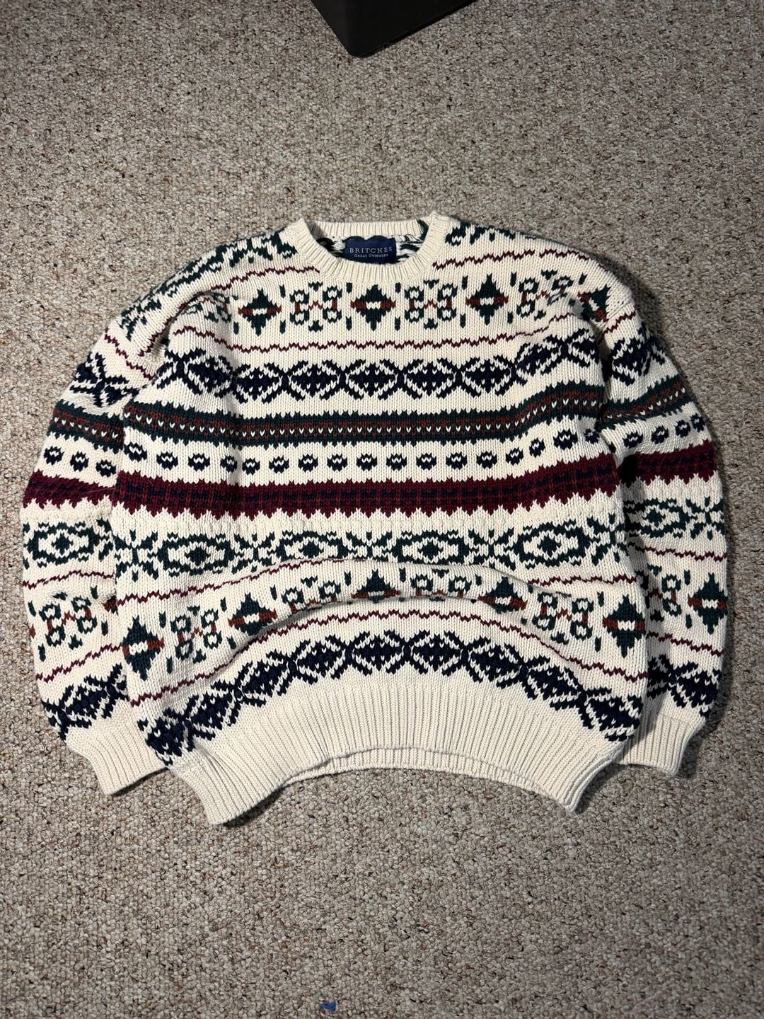 Britches Great Outdoors Vintage Fair Isle Crewneck Knit Cotton Sweater XL 3