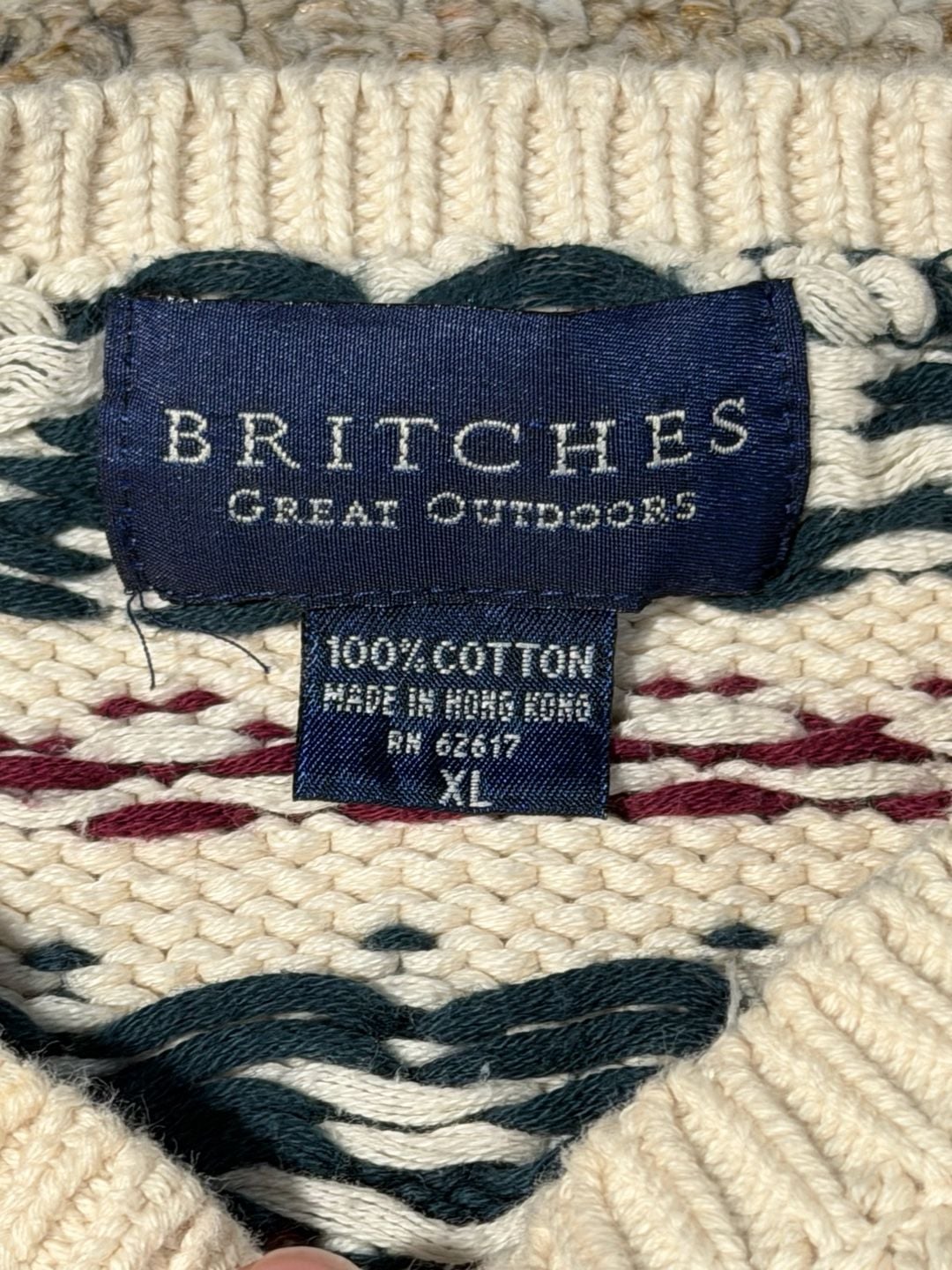 Britches Great Outdoors Vintage Fair Isle Crewneck Knit Cotton Sweater XL 4