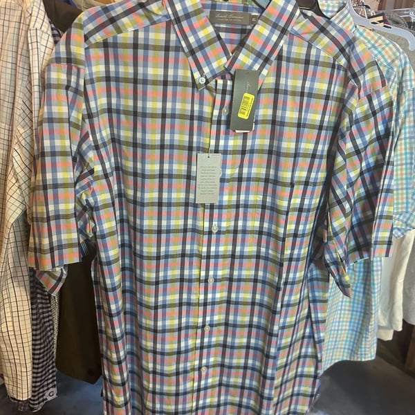 Daniel Cremieux Signature Collection Multi-Color Plaid Short Sleeve Button-Down Shirt
