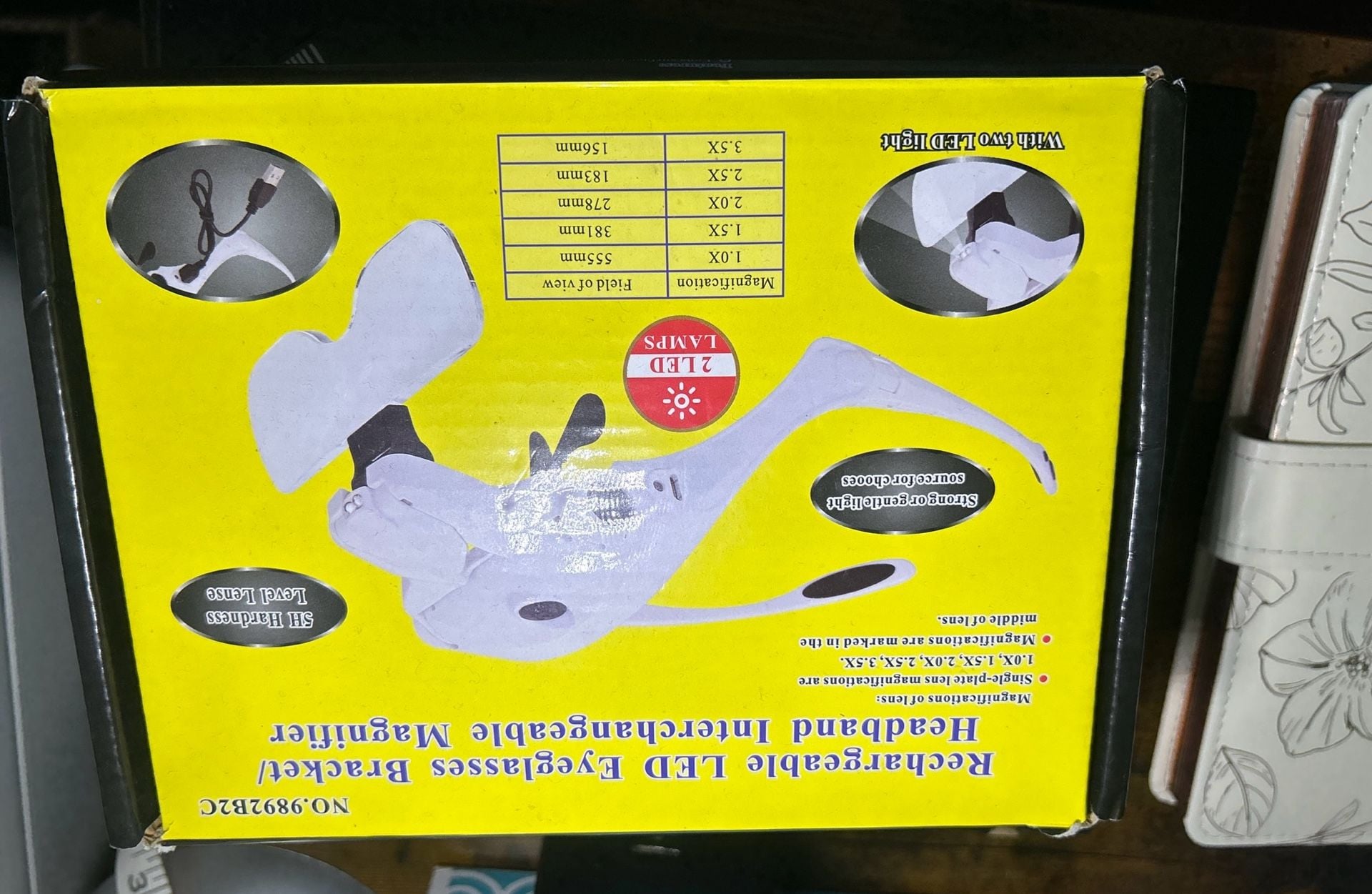 Rechargeable LED Eyeglasses Bracket/Interchangeable Magnifier with 5 Lenses 1