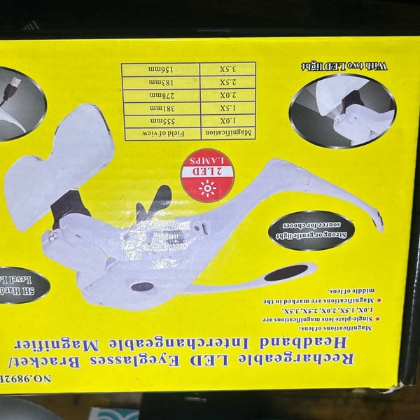 Rechargeable LED Eyeglasses Bracket/Interchangeable Magnifier with 5 Lenses