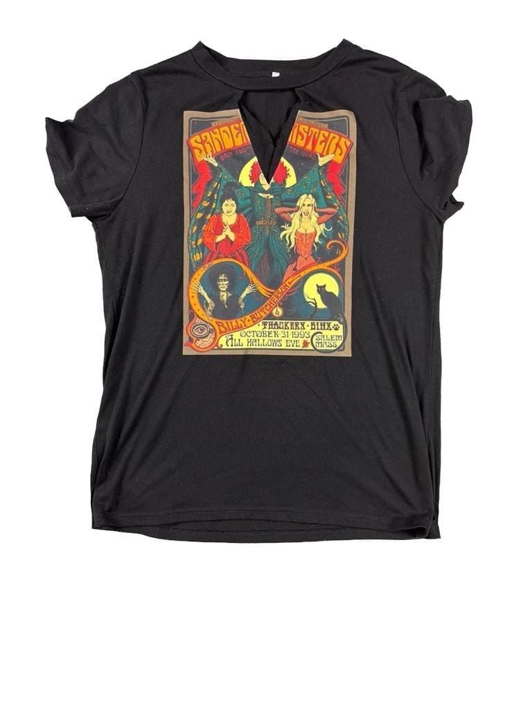 Disney Hocus Pocus Sanderson Sisters Poster T-Shirt Cutout Neckline Black 2