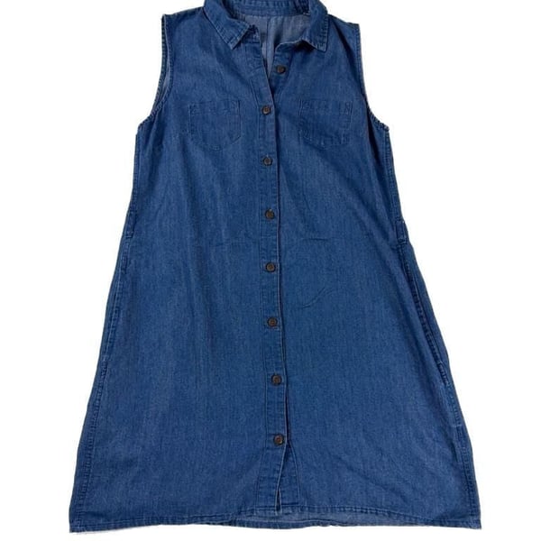Old Navy Sleeveless Button-Front Denim Shirt Dress. A-0039