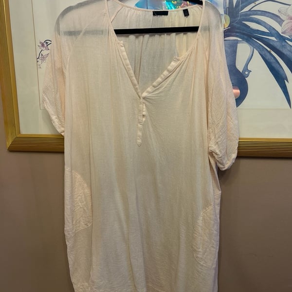 ATM Anthony Thomas Melillo Textured Gauze Henley Dress in Peach