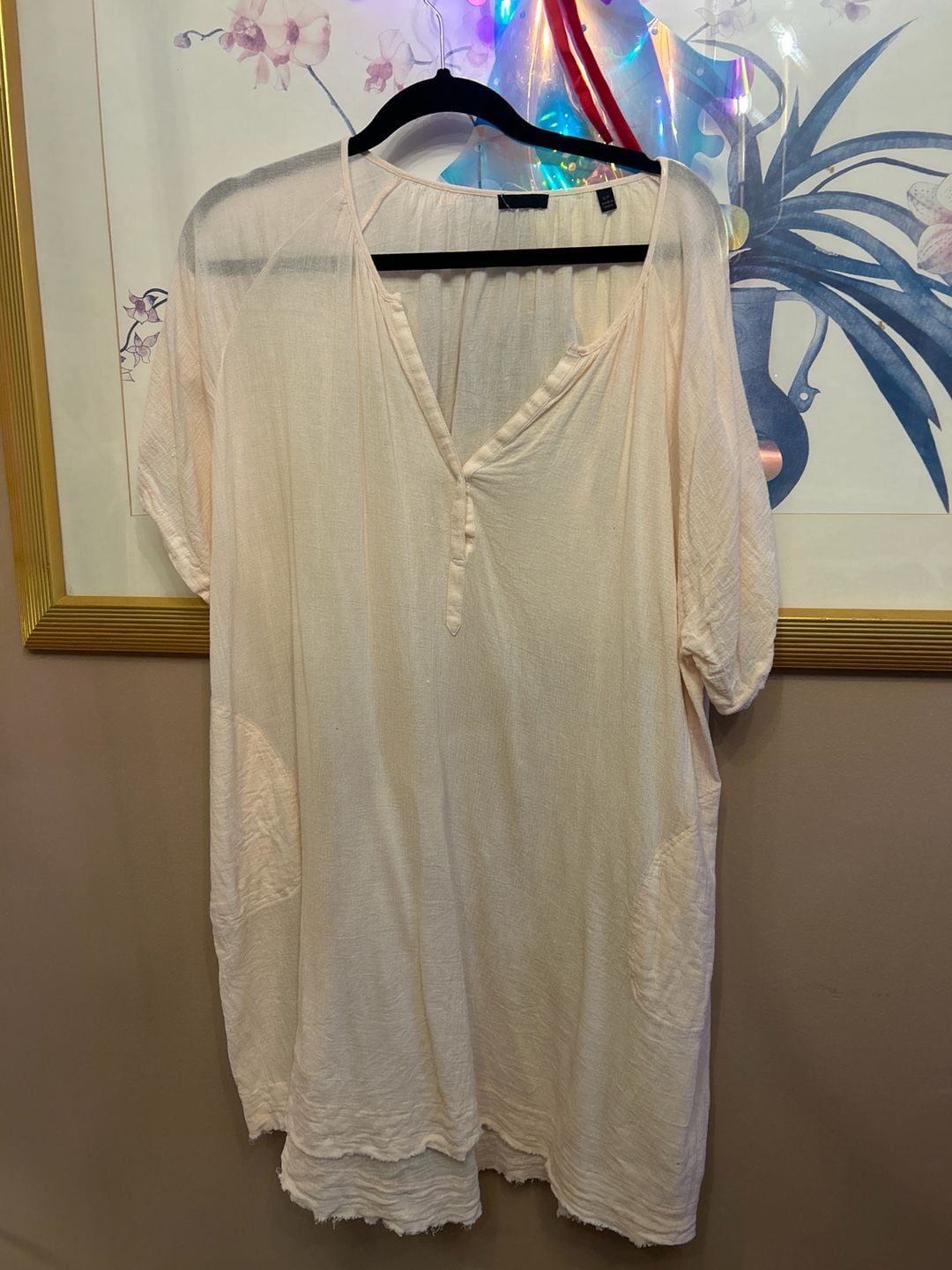 ATM Anthony Thomas Melillo Textured Gauze Henley Dress in Peach 3