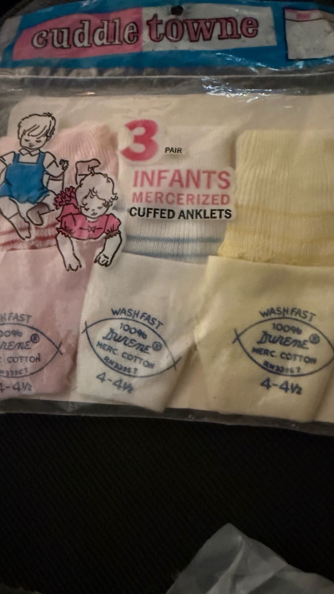 Vintage Cuddle Towne 3-Pack Infants Mercerized Cotton Cuffed Anklet Socks 2