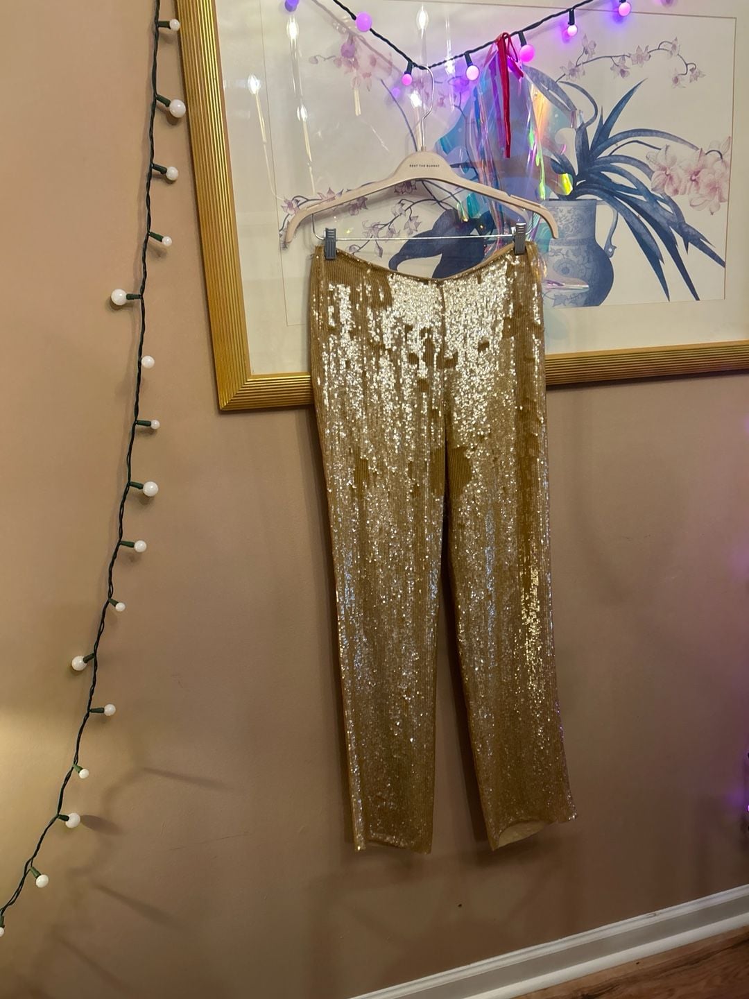 The RealReal Gold Sequin High-Waisted Straight Leg Pants 2