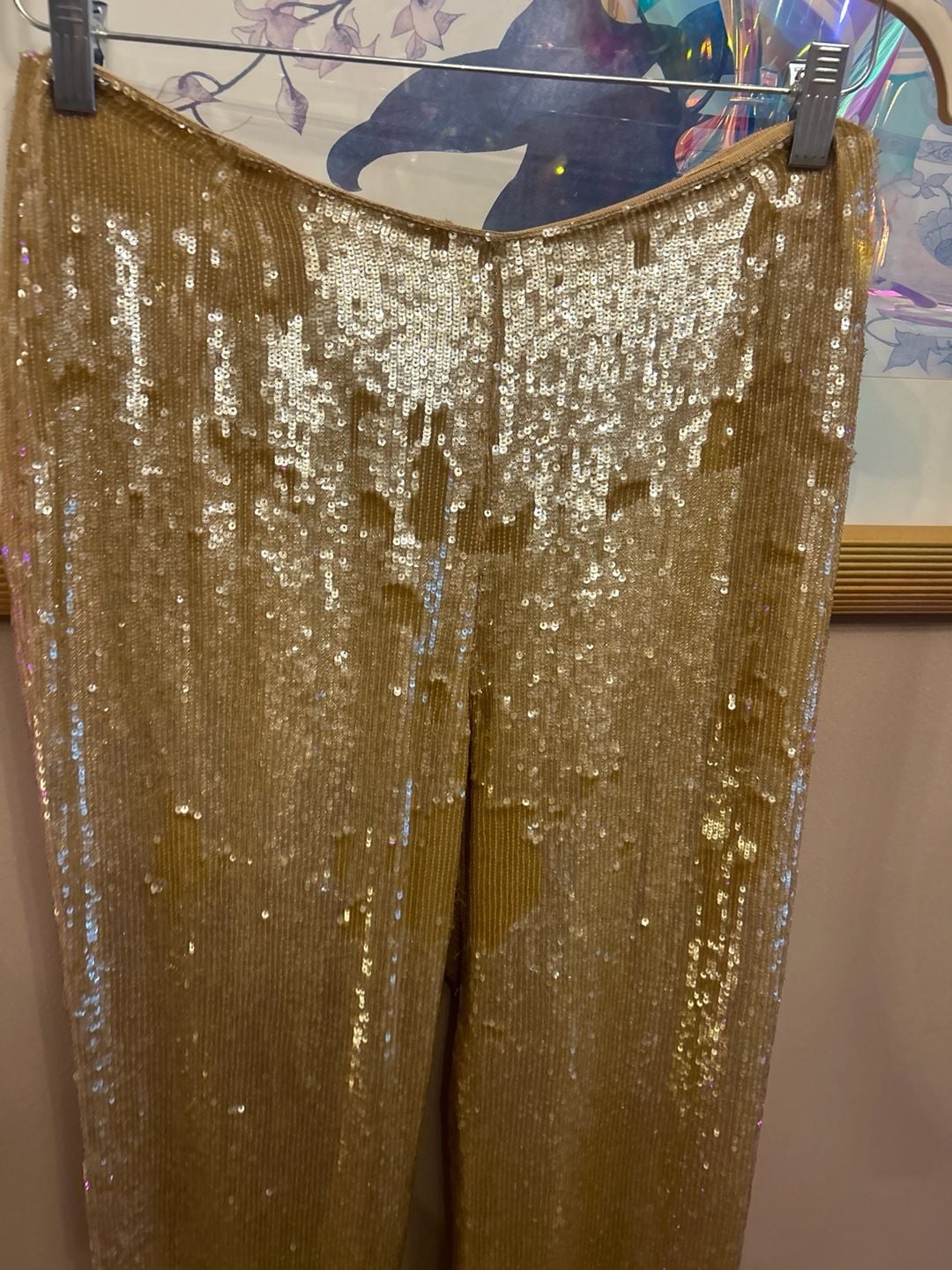 The RealReal Gold Sequin High-Waisted Straight Leg Pants 3