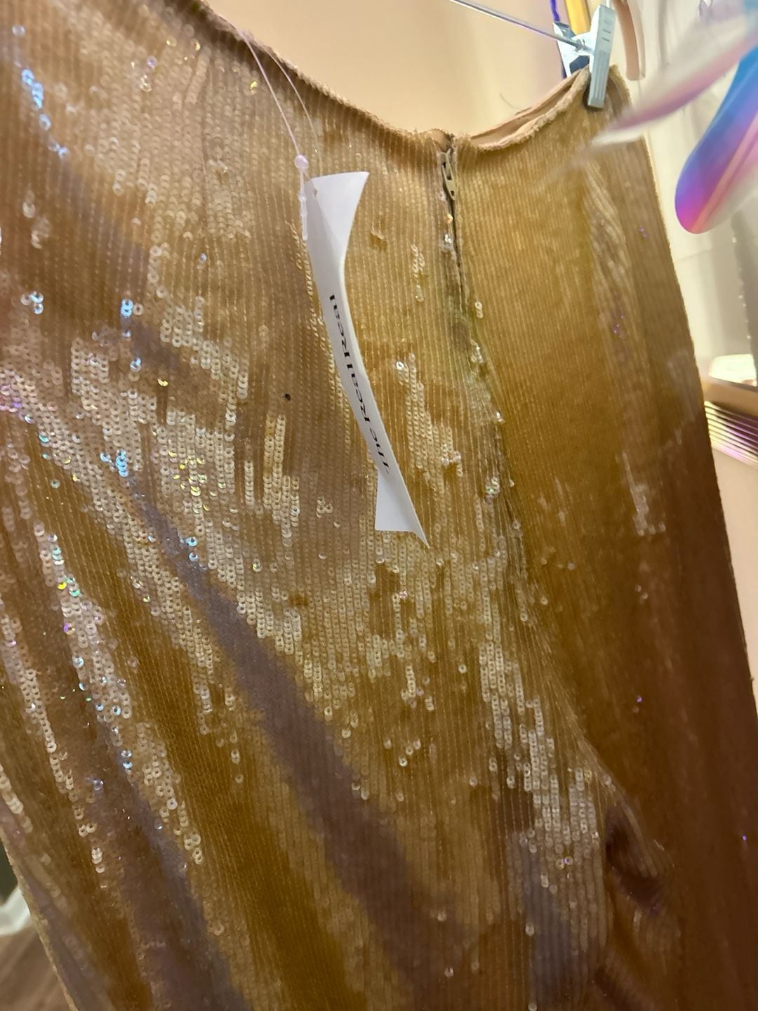 The RealReal Gold Sequin High-Waisted Straight Leg Pants 4