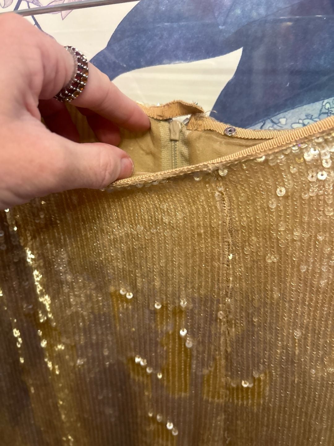 The RealReal Gold Sequin High-Waisted Straight Leg Pants 5