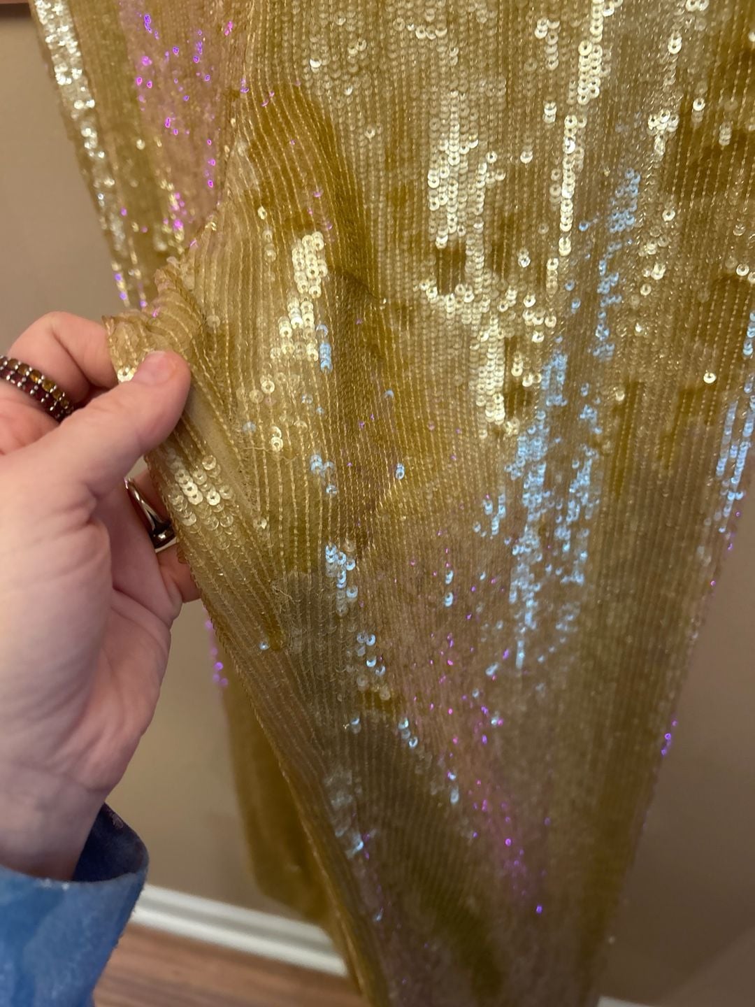 The RealReal Gold Sequin High-Waisted Straight Leg Pants 8