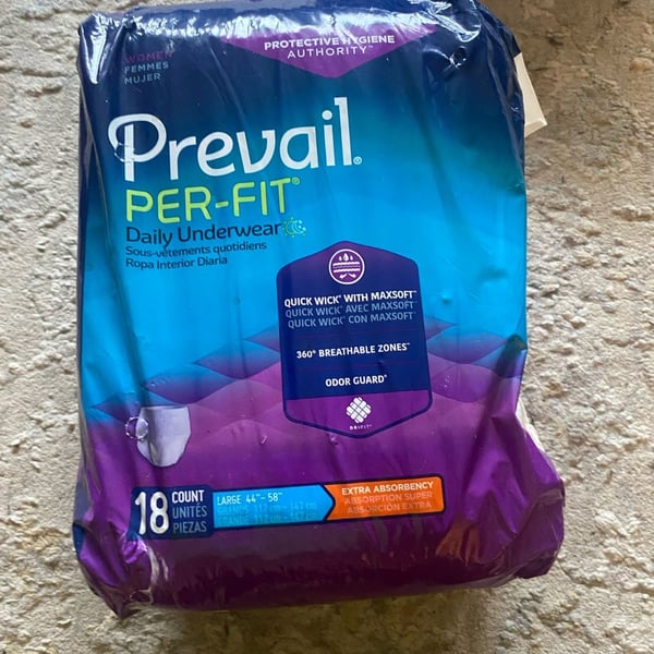 Prevail Per-Fit Women's Daily Protective Underwear Extra Absorbency Large 18 Count
