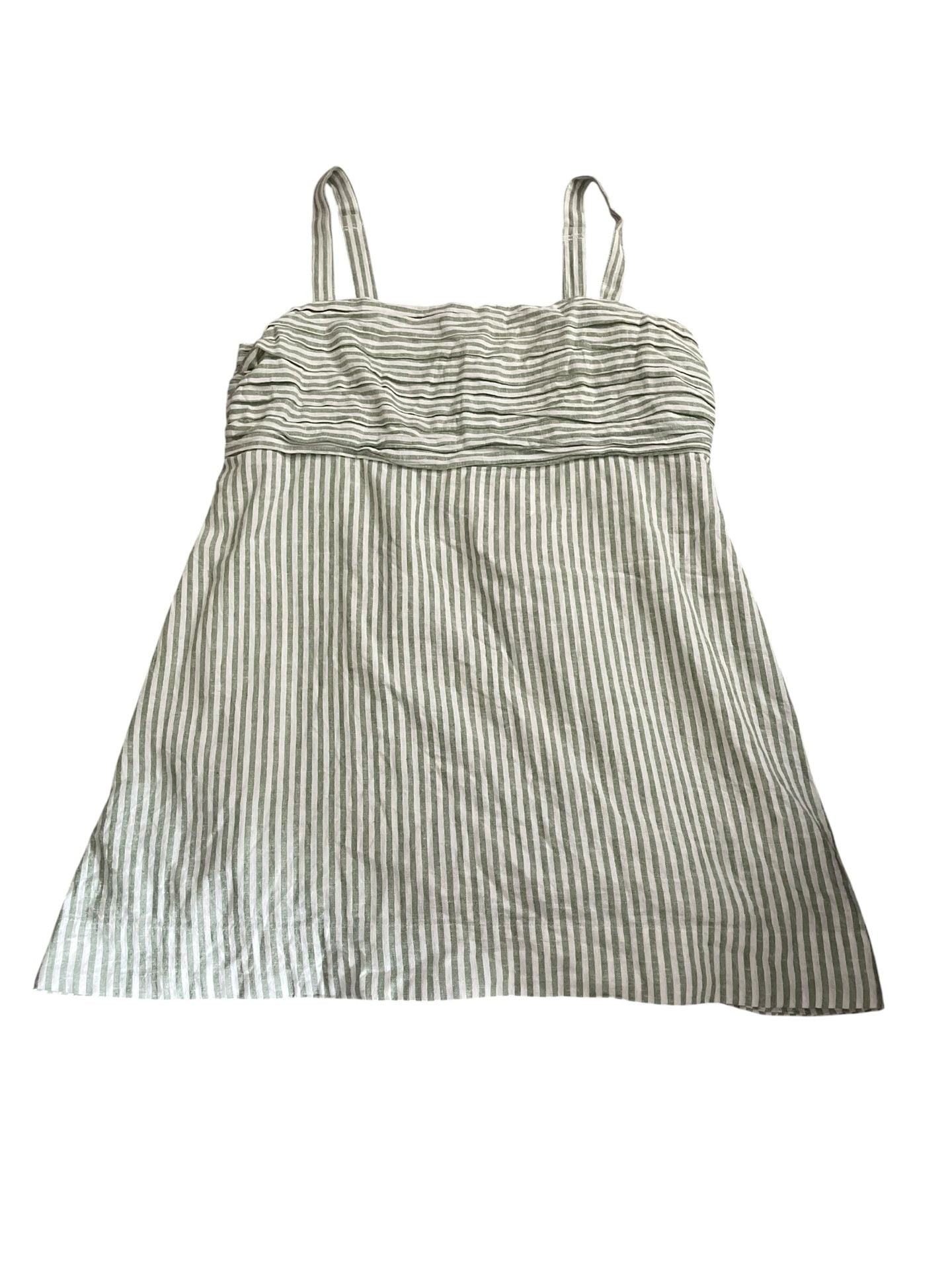 Abercrombie & Fitch Green Striped Linen-Blend Pleated Skort Dress 2