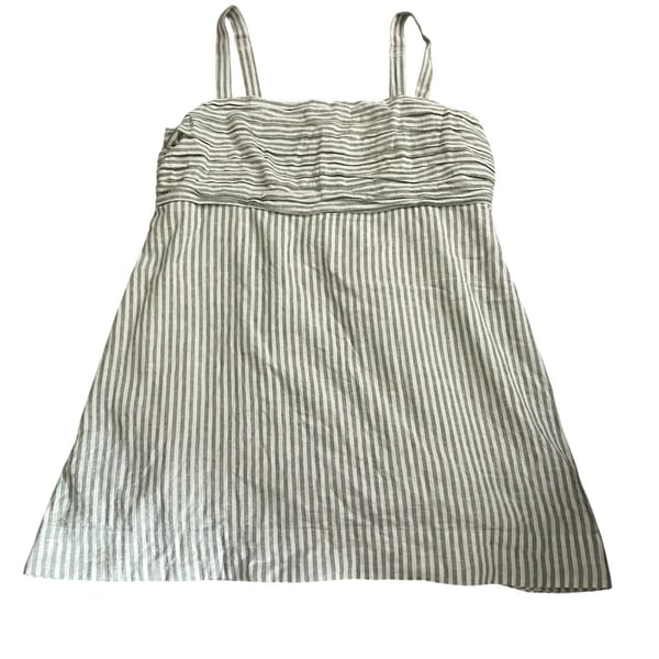 Abercrombie & Fitch Green Striped Linen-Blend Pleated Skort Dress