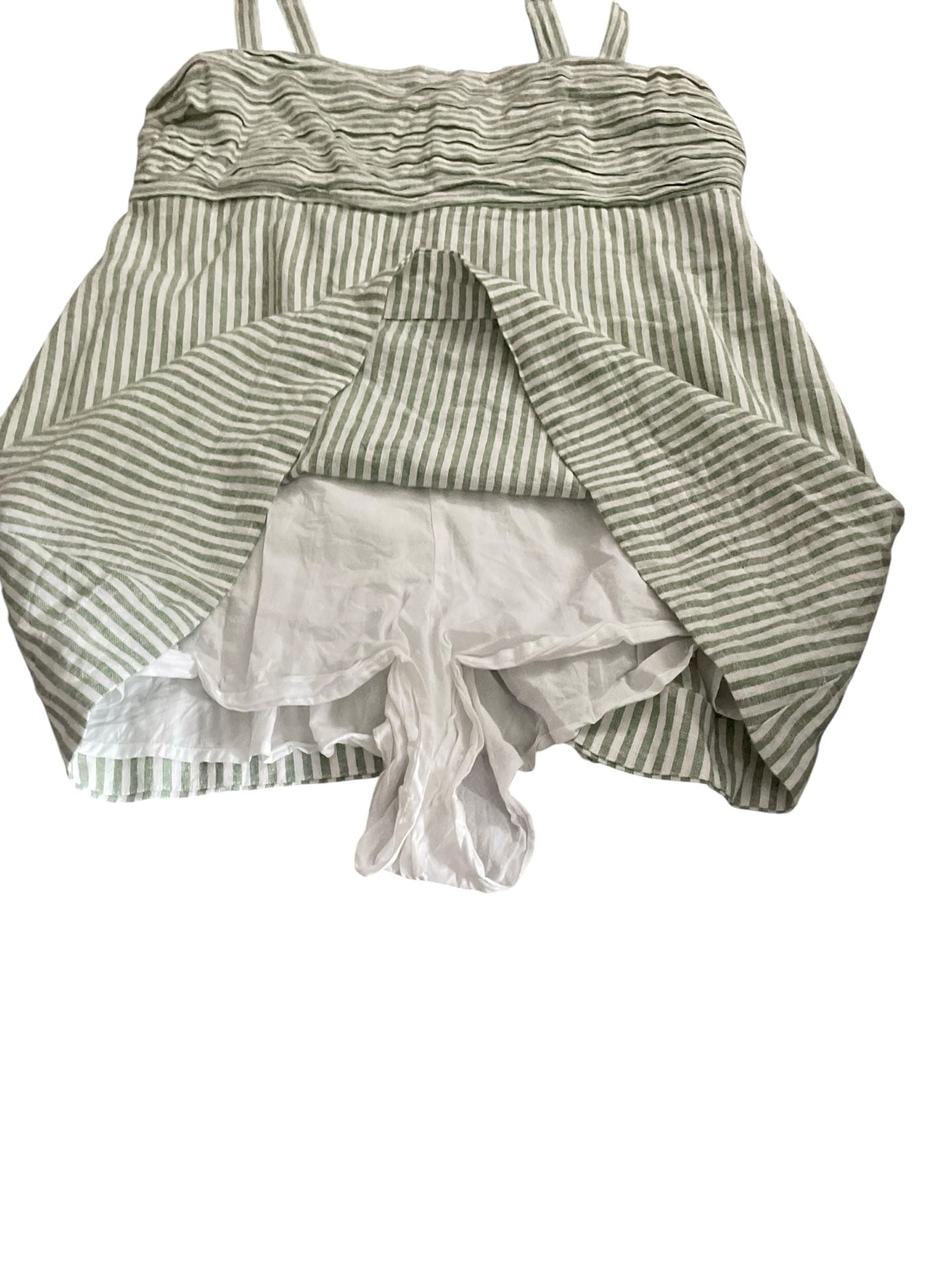 Abercrombie & Fitch Green Striped Linen-Blend Pleated Skort Dress 5