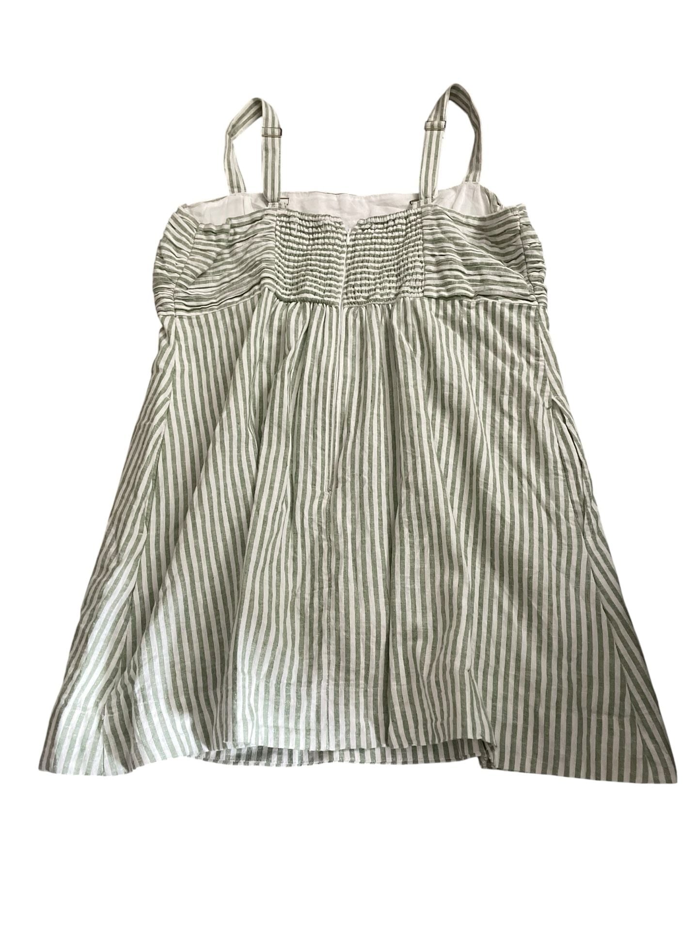 Abercrombie & Fitch Green Striped Linen-Blend Pleated Skort Dress 6