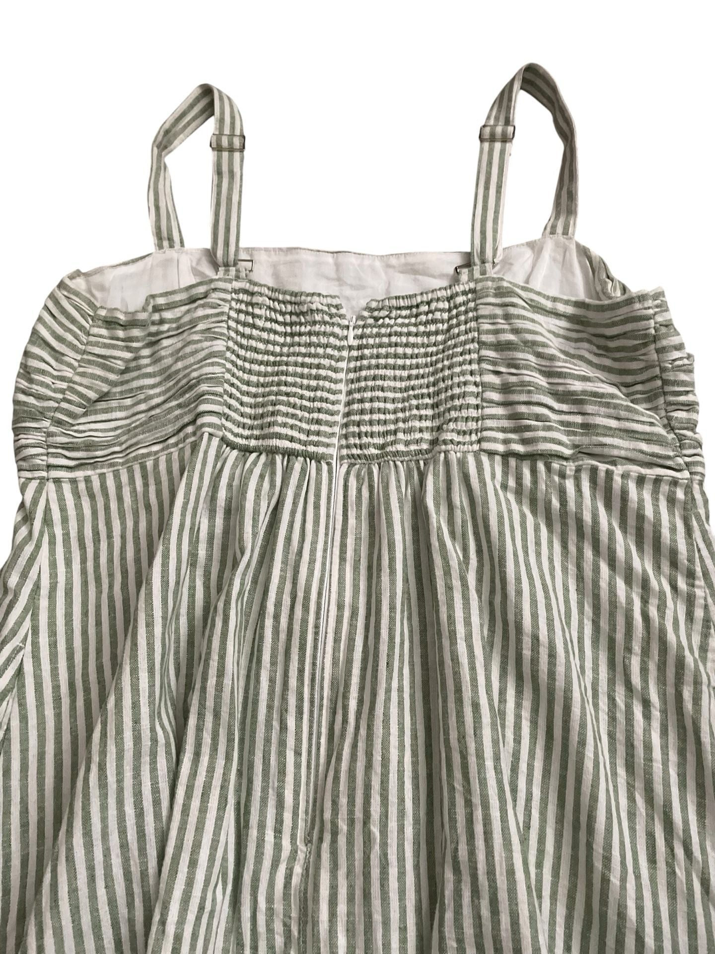 Abercrombie & Fitch Green Striped Linen-Blend Pleated Skort Dress 7