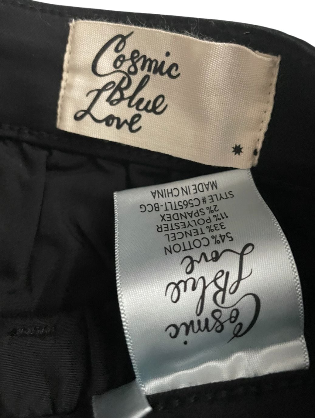 Cosmic Blue Love Black Chino Pants with Red Piping Trim Detail 5