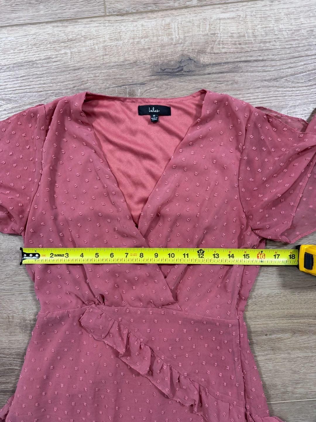 Lulus Dale Rose Pink Swiss Dot Ruffle Asymmetrical Midi Dress Size M
10