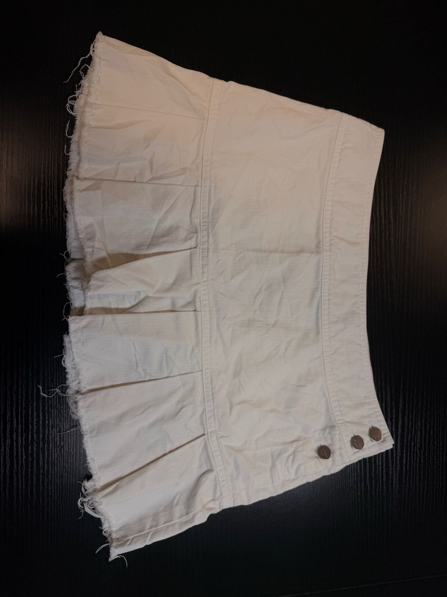 American Eagle Outfitters White Denim Pleated Mini Skirt with Raw Hem 1