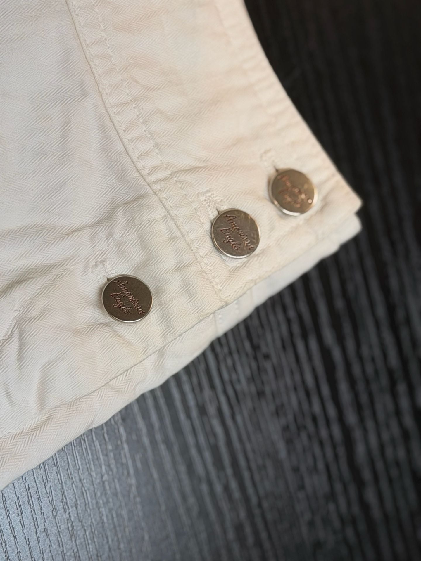 American Eagle Outfitters White Denim Pleated Mini Skirt with Raw Hem 2
