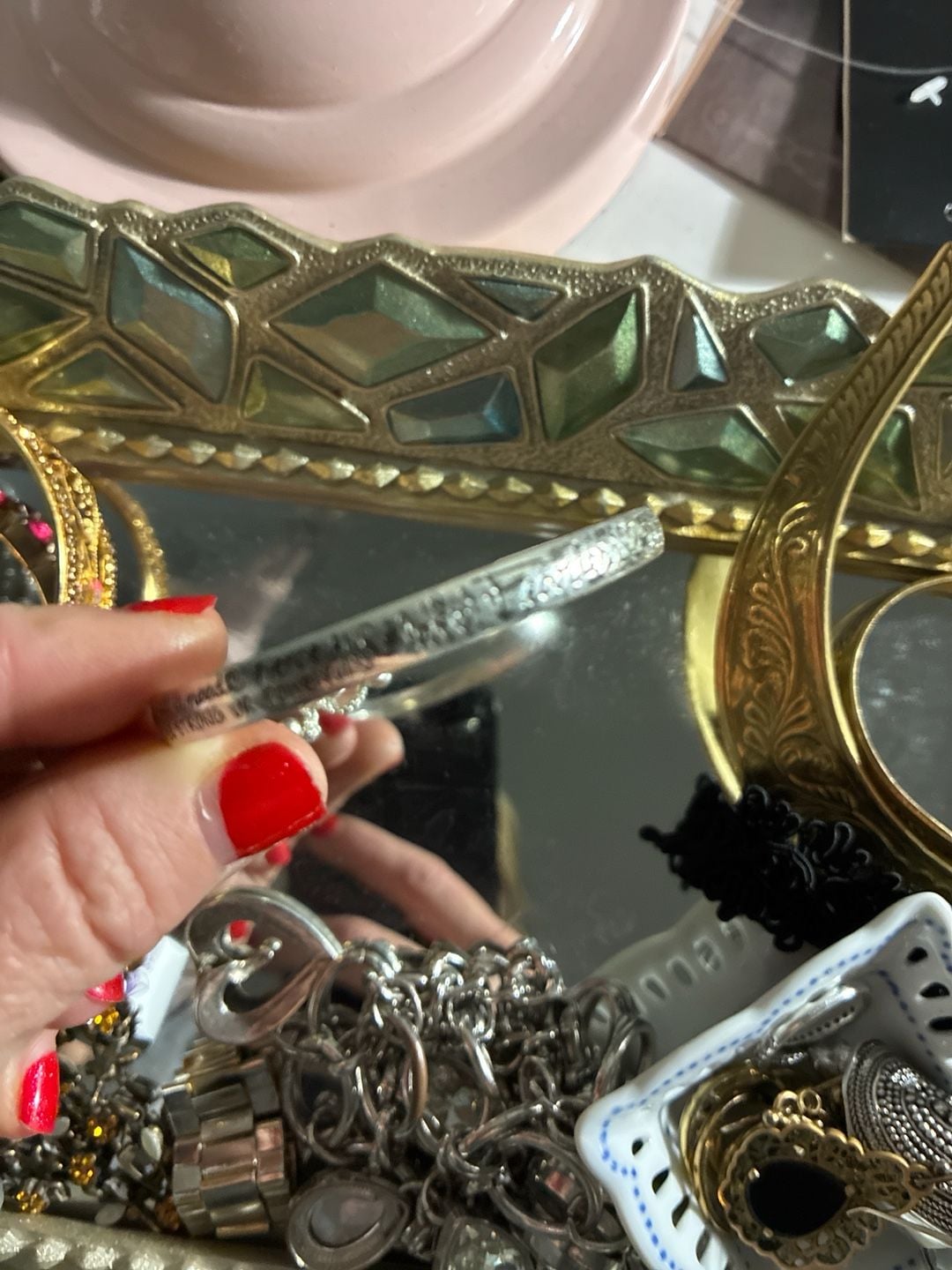 Kelly Waters Sterling Silver Inscribed Fearless Adjustable Bolo Bangle 1