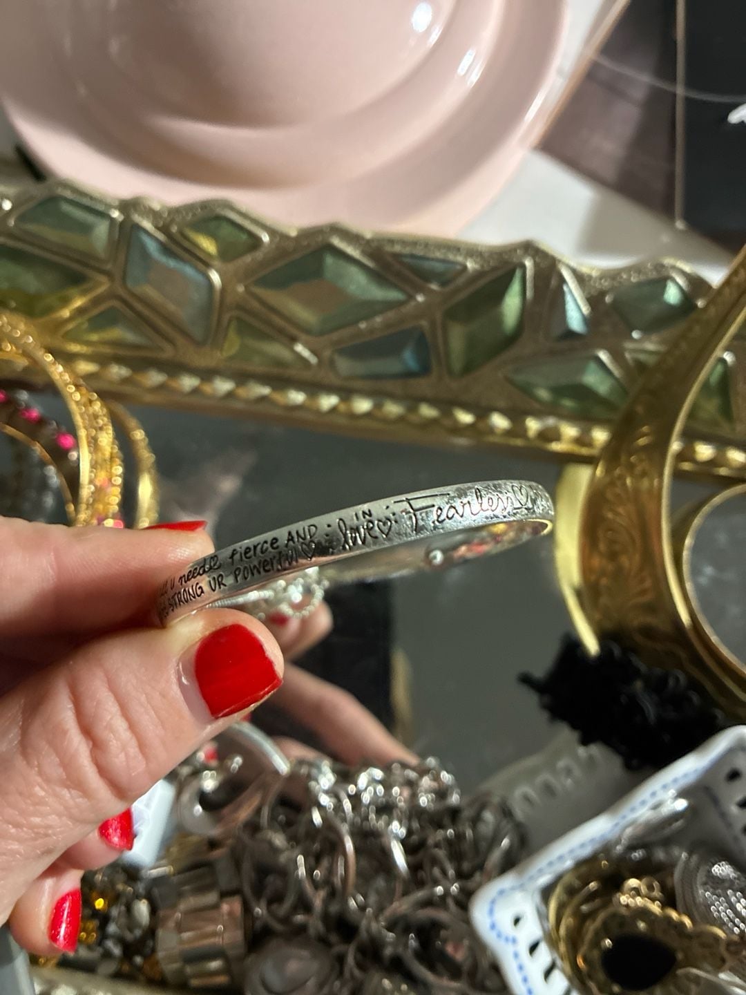 Kelly Waters Sterling Silver Inscribed Fearless Adjustable Bolo Bangle 2