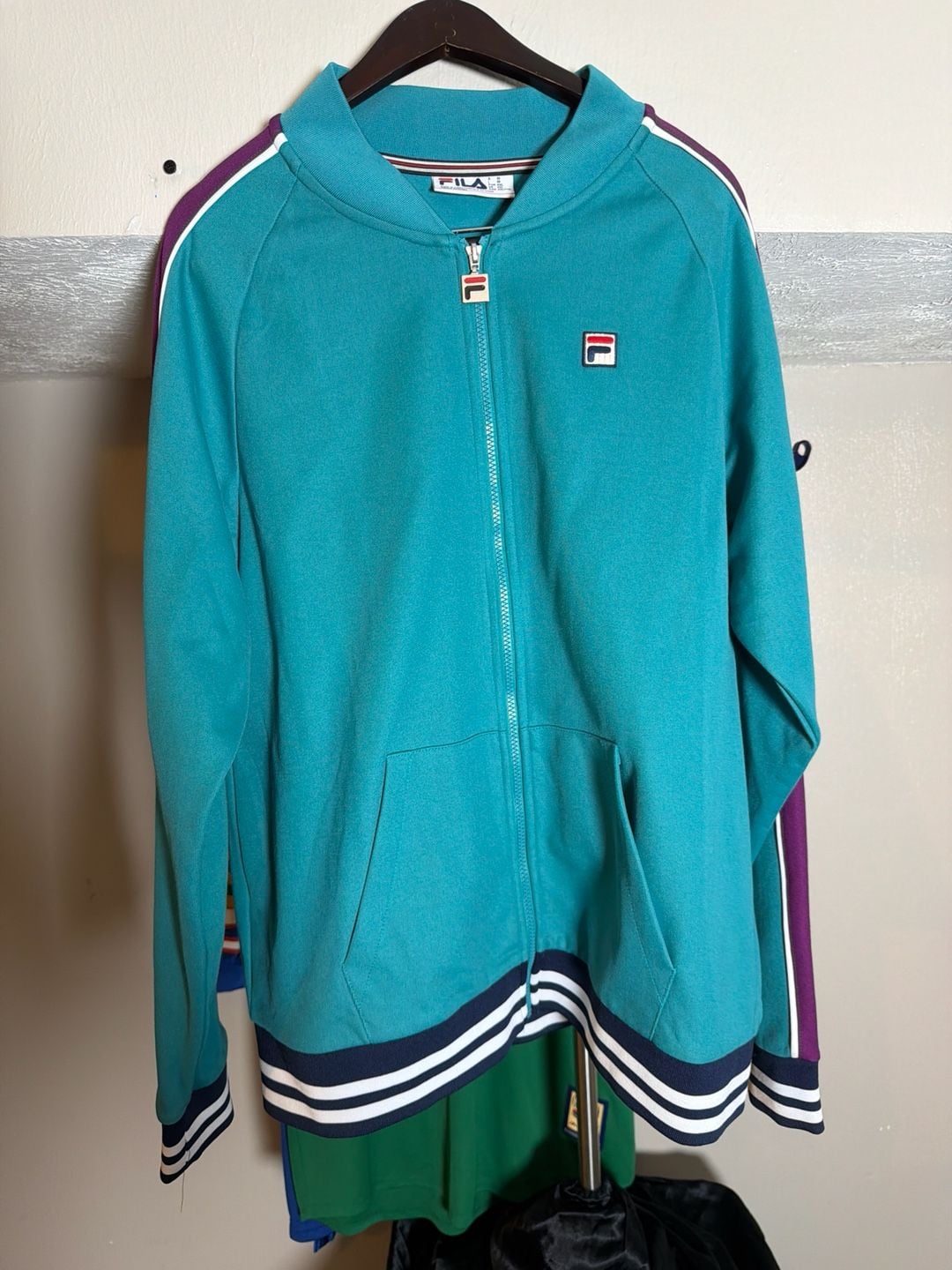 FILA Sport Retro Full-Zip Teal Track Jacket with Purple and White Accents 2