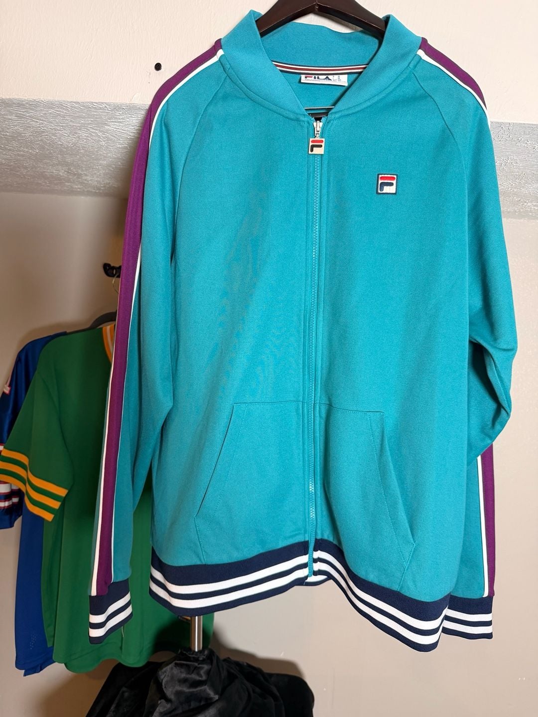 FILA Sport Retro Full-Zip Teal Track Jacket with Purple and White Accents 3