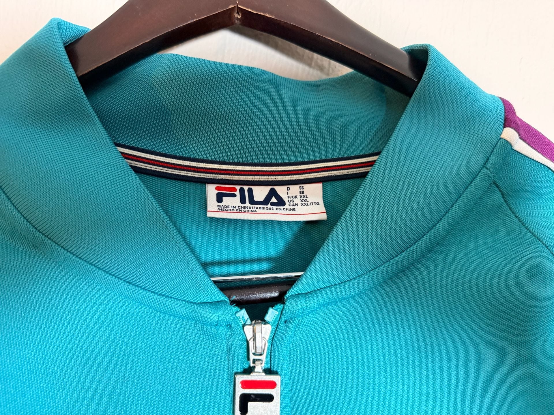 FILA Sport Retro Full-Zip Teal Track Jacket with Purple and White Accents 4