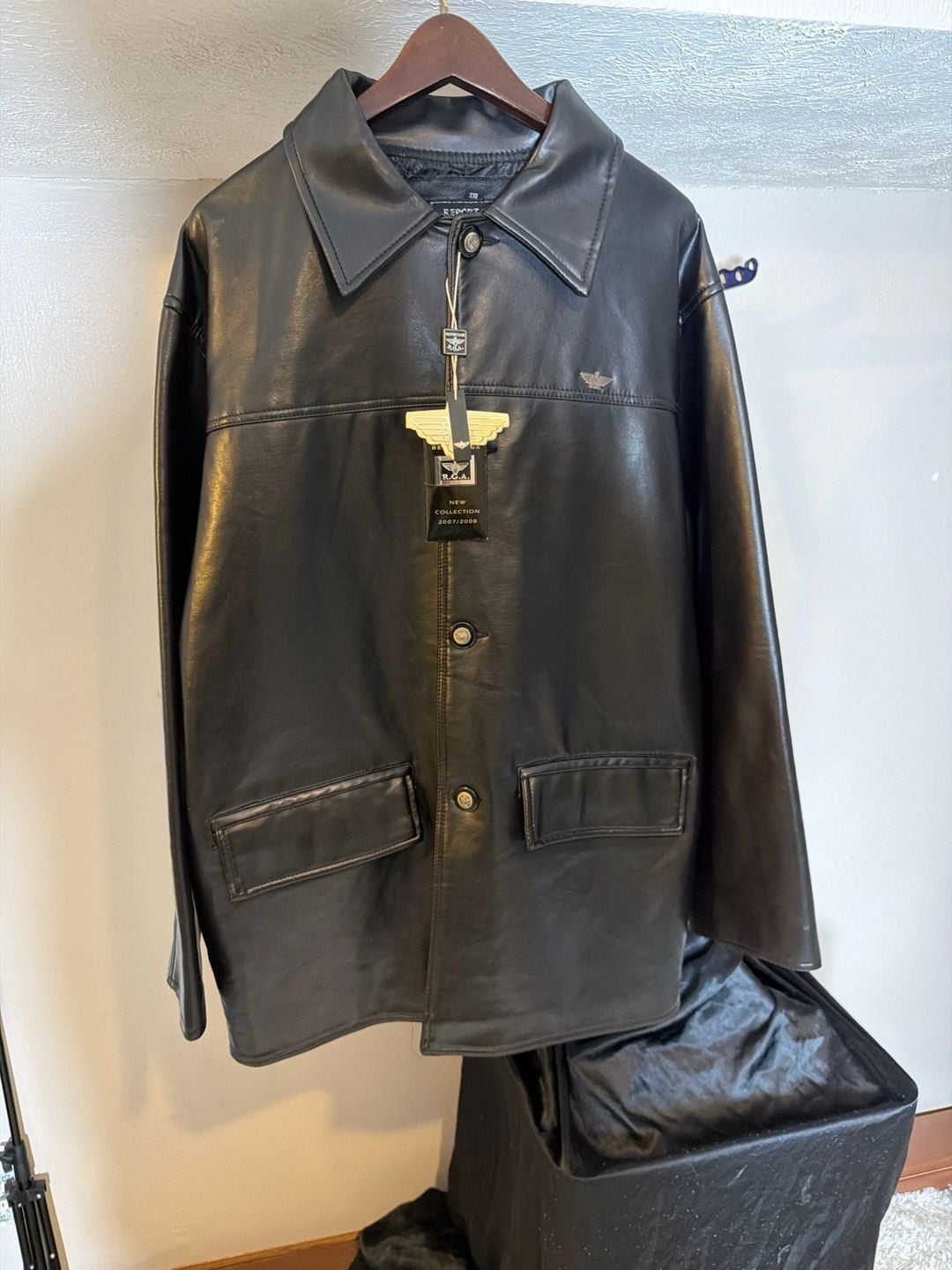 Report Collection R.G.A. Vintage Black Leather Button Up Jacket 2