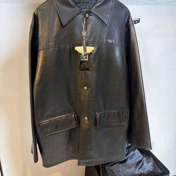 Report Collection R.G.A. Vintage Black Leather Button Up Jacket