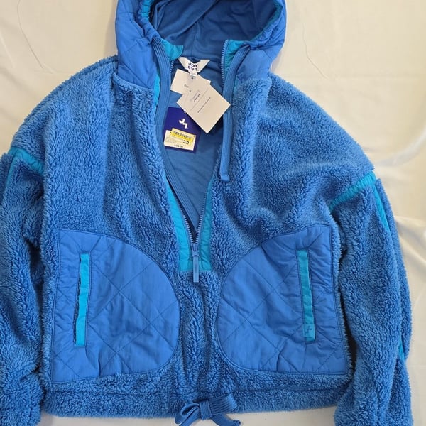 JoyLab Women's Contrast Boxy Cropped Fit Sherpa Fleece Jacket