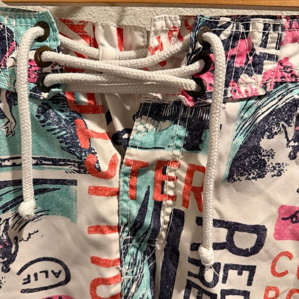 Hollister Vintage Surfing Pacific Coast Graphc Board Shorts