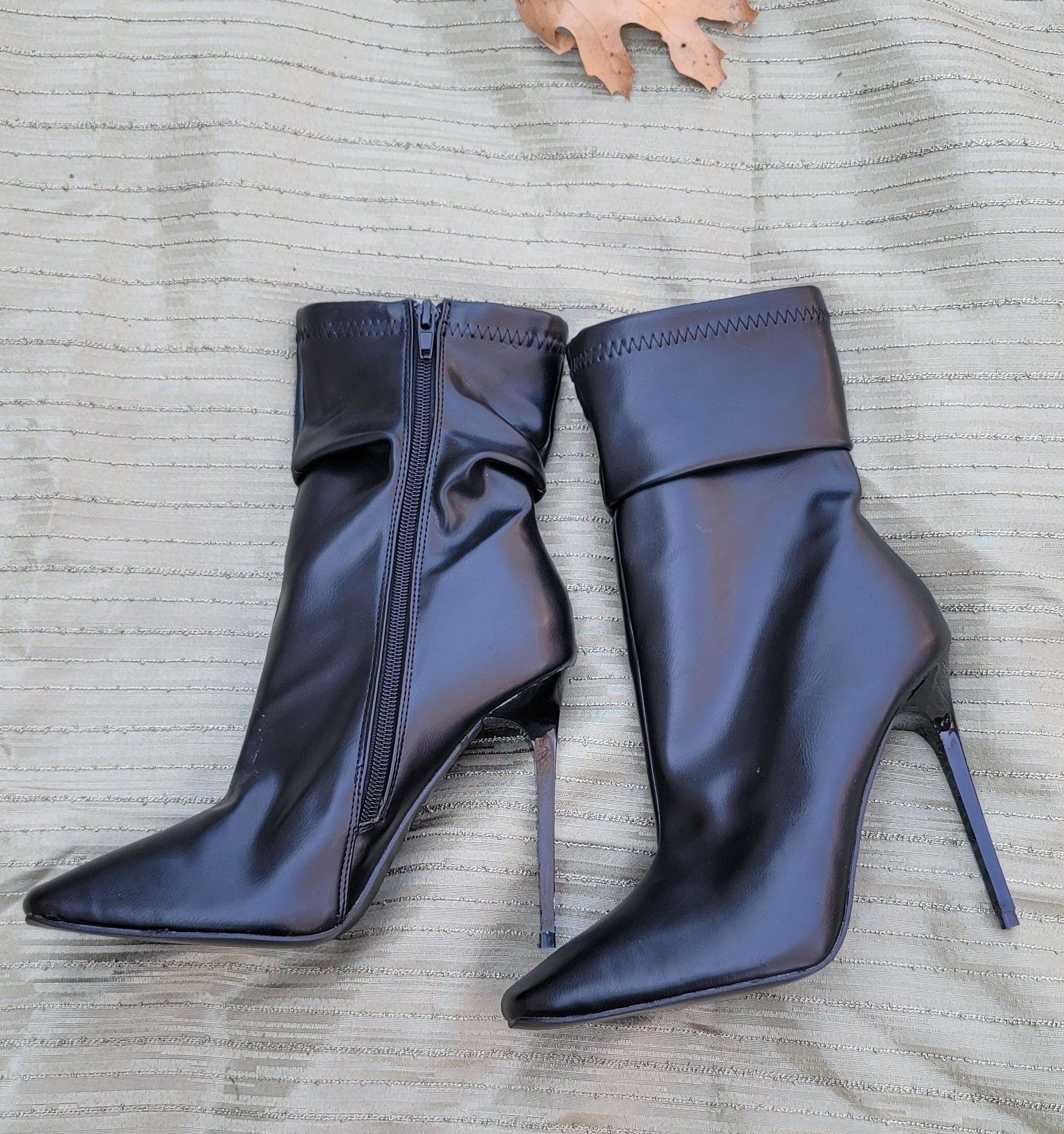 Black Square Toe Stiletto Slouch Ankle Boots zise 7 5