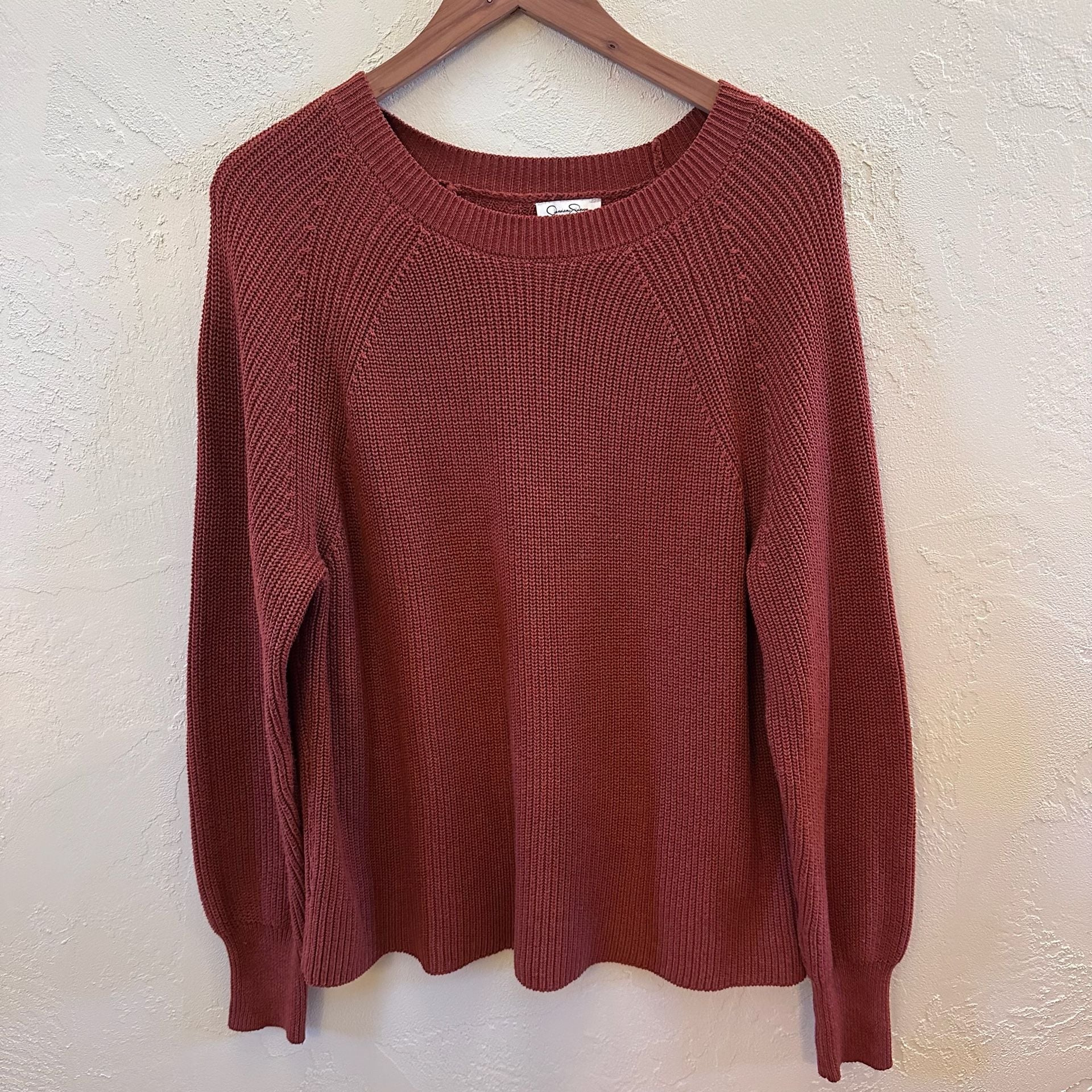 Jessica Simpson Rust Red Raglan Shaker Stitch Sweater XXL 2