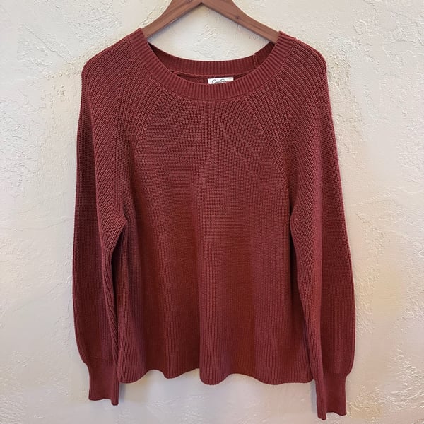 Jessica Simpson Rust Red Raglan Shaker Stitch Sweater XXL