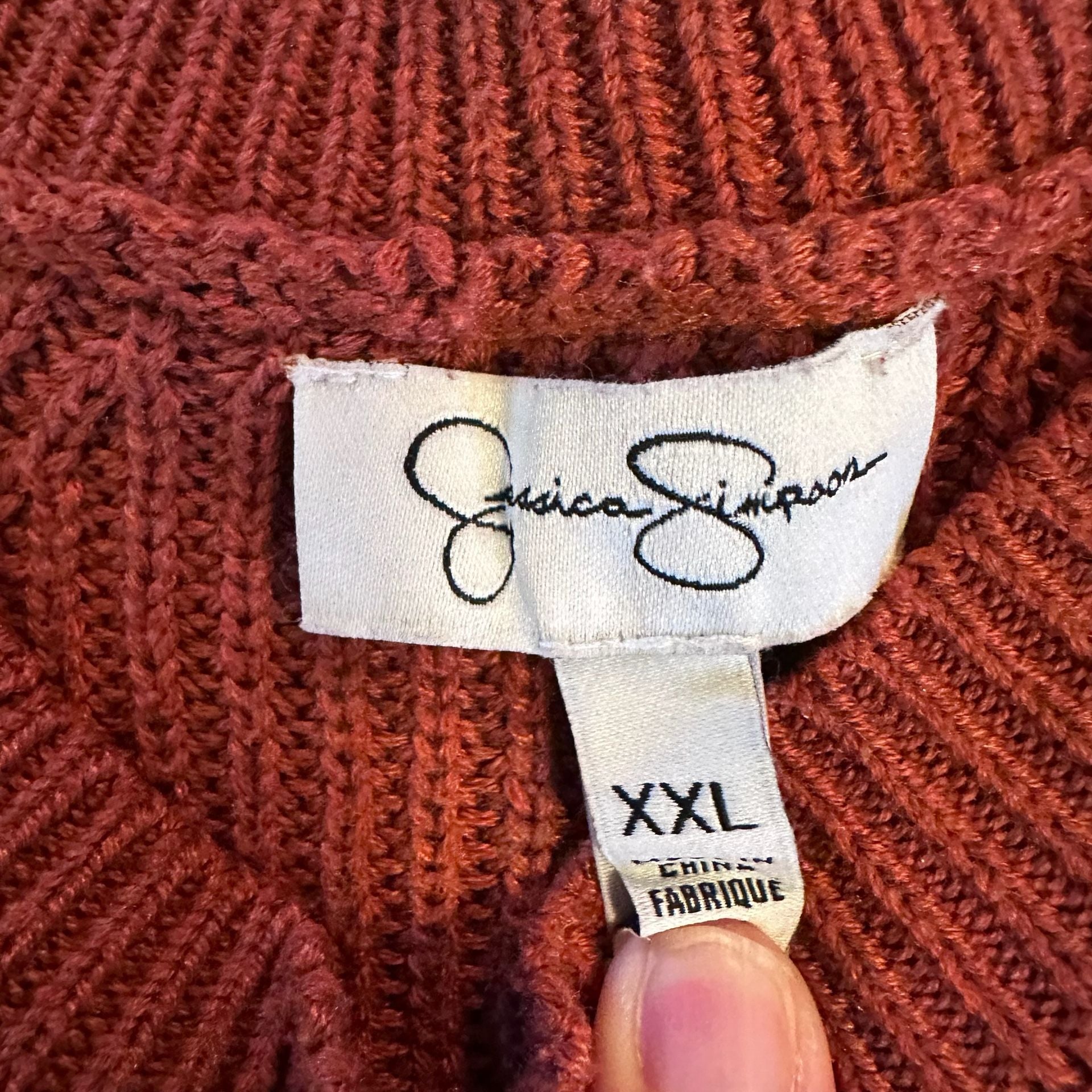 Jessica Simpson Rust Red Raglan Shaker Stitch Sweater XXL 4