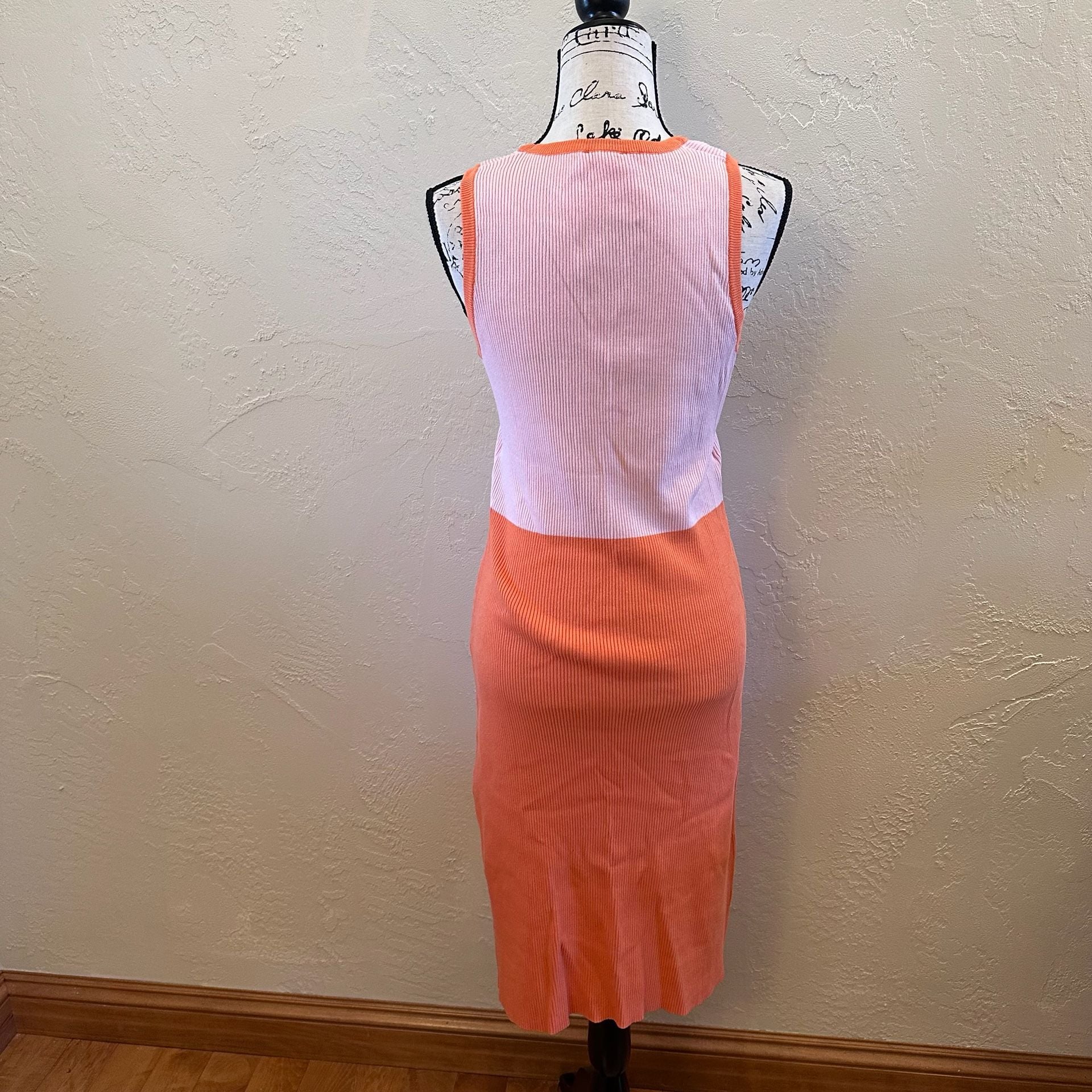 Pink Lily Two-Toned Pink and Orange Ribbed Cut Out Midi Dress 3