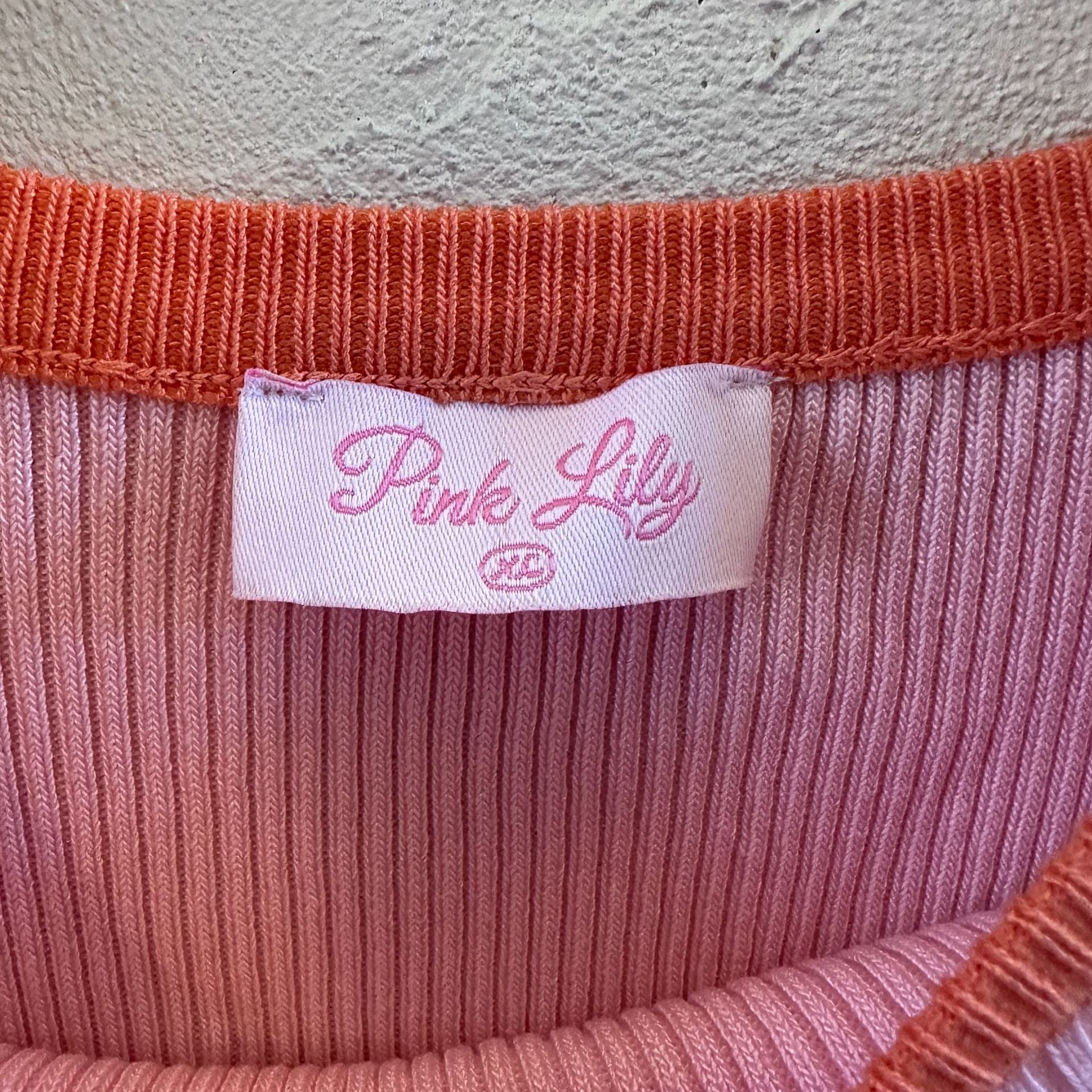 Pink Lily Two-Toned Pink and Orange Ribbed Cut Out Midi Dress 4