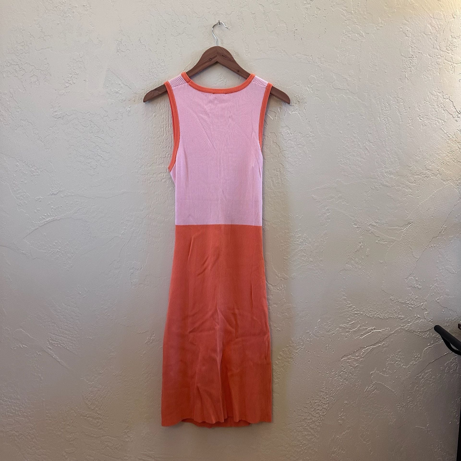 Pink Lily Two-Toned Pink and Orange Ribbed Cut Out Midi Dress 5