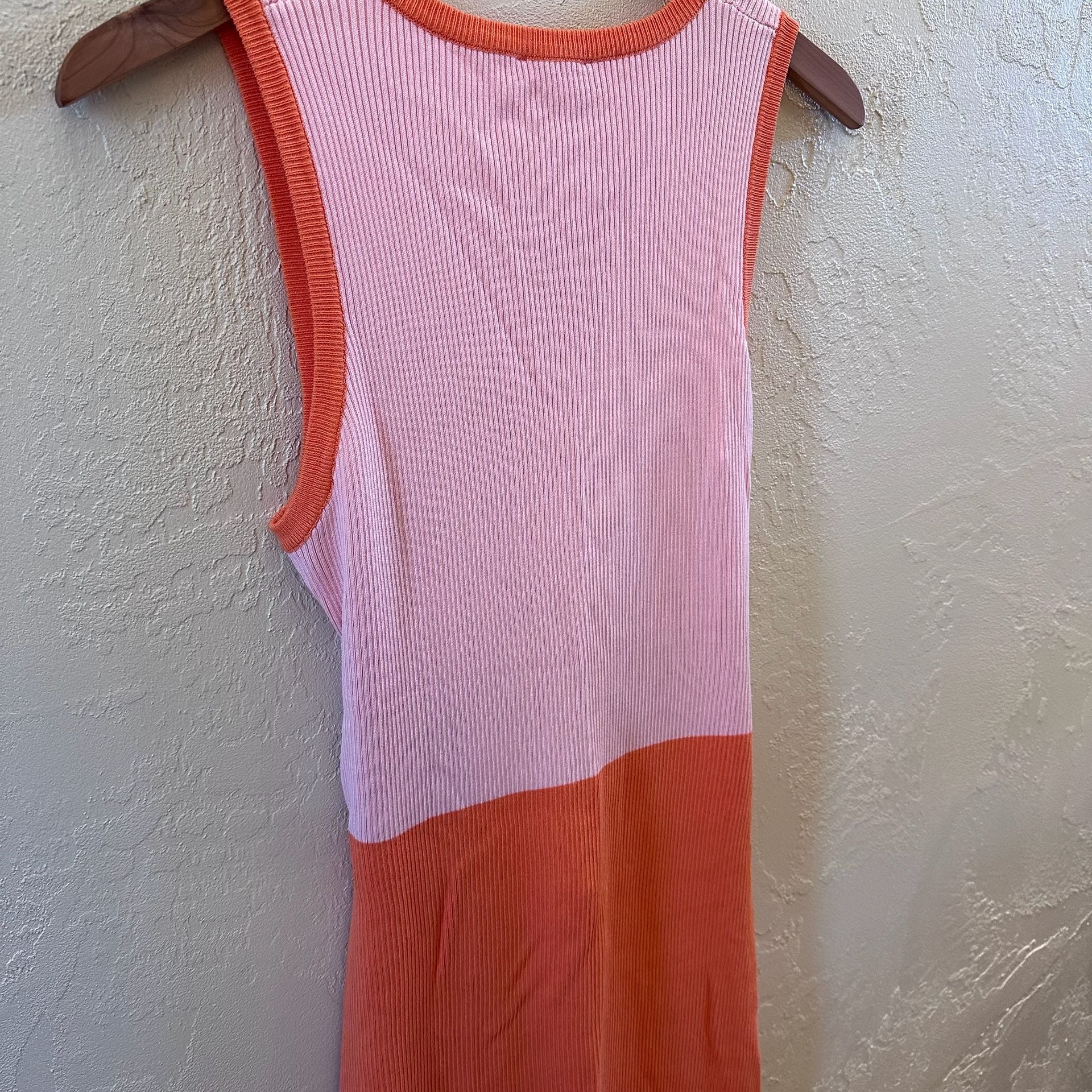 Pink Lily Two-Toned Pink and Orange Ribbed Cut Out Midi Dress 6