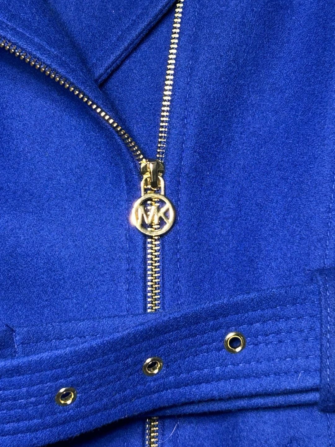 Michael Kors Royal Blue Wool Blend Asymmetrical Zip Belted Moto Coat 5