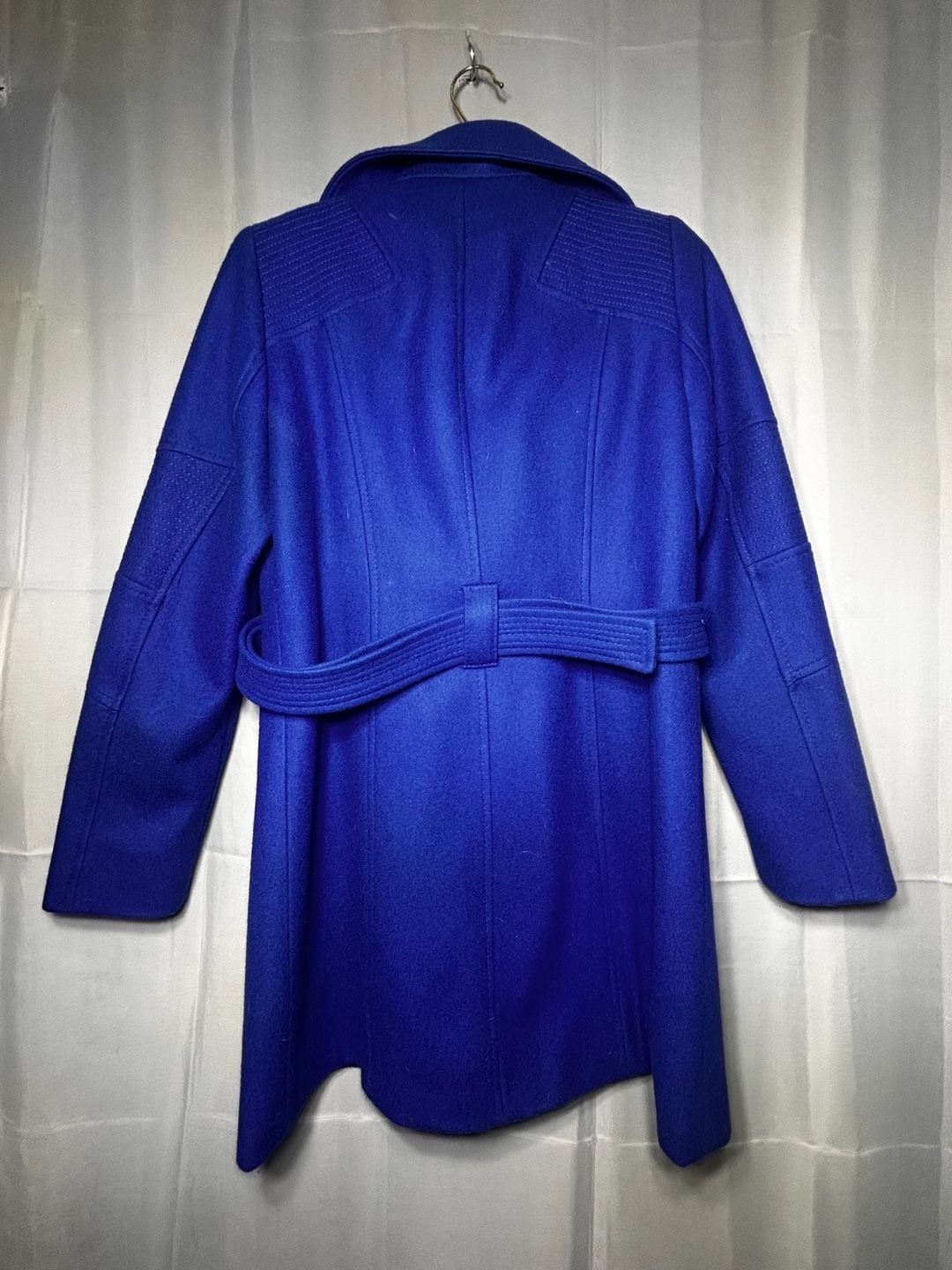 Michael Kors Royal Blue Wool Blend Asymmetrical Zip Belted Moto Coat 8