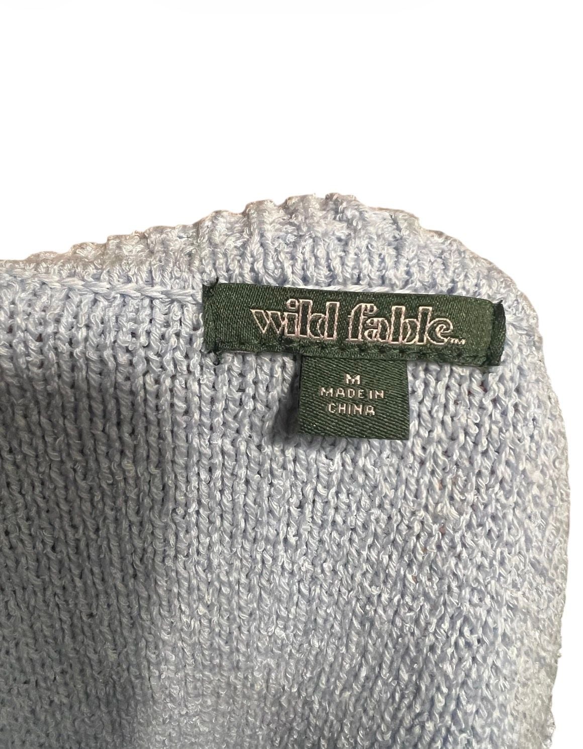 Wild Fable Blue Cable Knit Cardigan with Heart Buttons 4