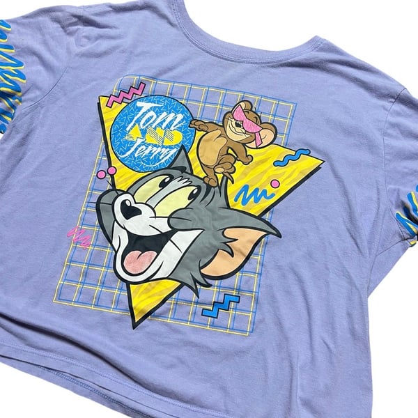 Tom and Jerry Vintage 90s Style Retro Graphic Crop T-Shirt