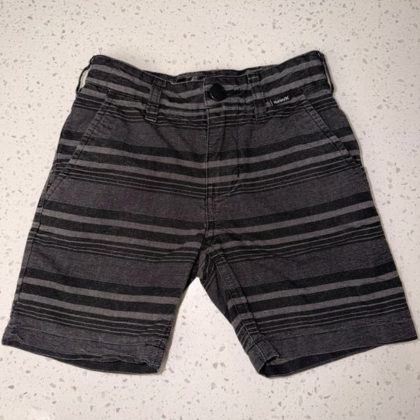 Hurley Boys Black and Grey Striped Chino Shorts Size 4
