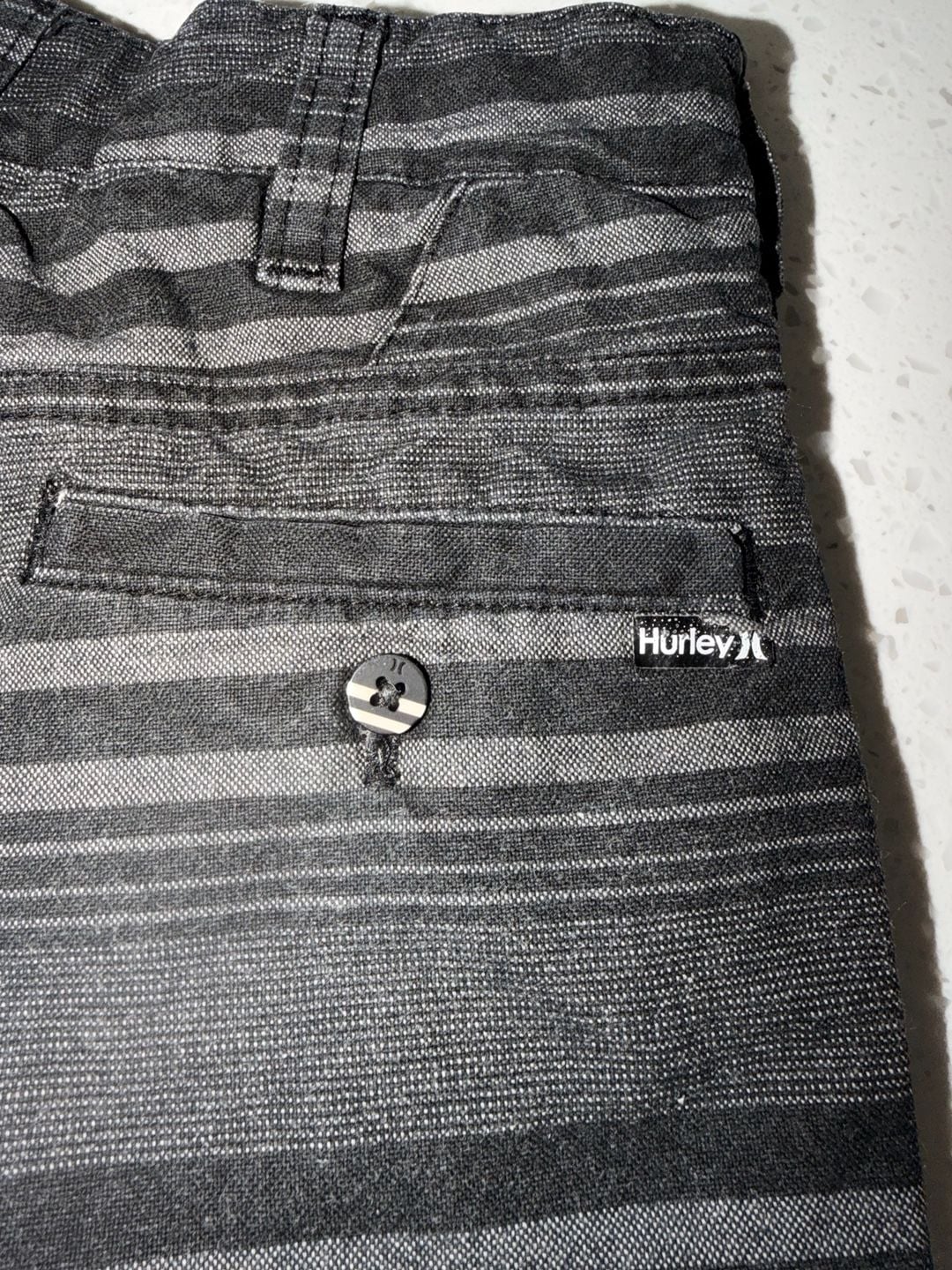 Hurley Boys Black and Grey Striped Chino Shorts Size 4 7